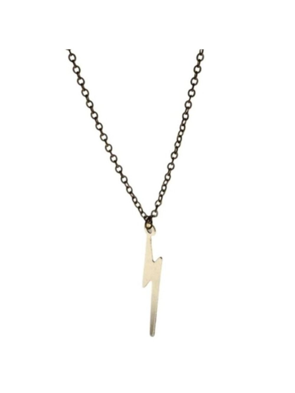 Lightning Bolt Pendant Necklace Gold Tone Minimalist Rock Retro Fashion Jewelry
